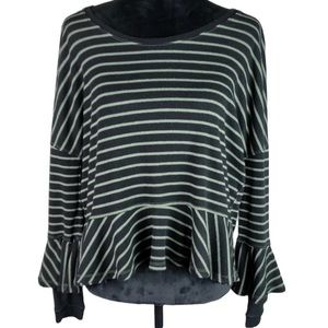 Free People We The Free thermal striped ruffle top Womens size XS